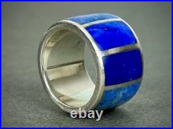 Vintage Native American Navajo Sterling Silver Lapis Inlay Ring