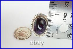 Vintage Native American Navajo Sterling Silver Natural Amethyst Ring Size 7.25