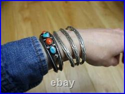 Vintage Native American Navajo Sterling Silver Split Shank Cuff Bracelet
