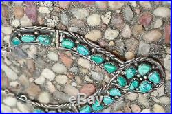 Vintage Native American Navajo Sterling Silver Turquoise Collar Necklace 57g
