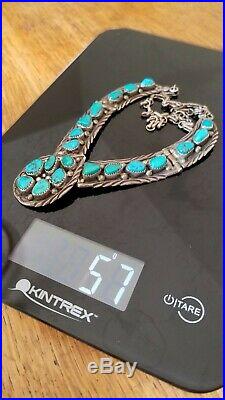 Vintage Native American Navajo Sterling Silver Turquoise Collar Necklace 57g