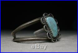 Vintage Native American Navajo Turquoise Sterling Silver Cuff Bracelet 40 gr