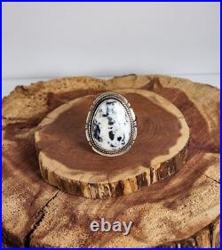 Vintage Native American Navajo White Buffalo Turquoise Sterling Silver Ring