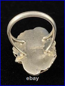 Vintage Native American Signed Spencer Sterling Silver Turquoise Coral Ring C101 Vintage Native American Signed Spencer Sterling Silver Turquoise Coral Ring C101