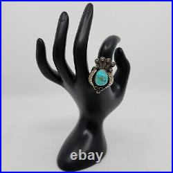 Vintage Native American Sterling Silver Navajo OLD Ring Size 8.5 Turquoise