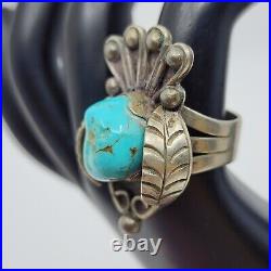 Vintage Native American Sterling Silver Navajo OLD Ring Size 8.5 Turquoise