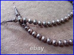 Vintage Native American Sterling Silver Navajo Pearls 5.5mm Bead Necklace 20