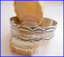 Vintage Native American Sterling Silver Signed GGJ Cuff Bracelet 750026
