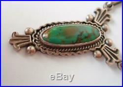 Vintage Native American Sterling Silver Turquoise Necklace. Signed Lloyd Nelson