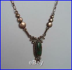 Vintage Native American Sterling Silver Turquoise Necklace. Signed Lloyd Nelson