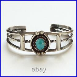 Vintage Native American Turquoise Cuff Bracelet Sterling Silver Tested Navajo