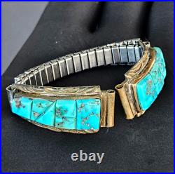 Vintage Native Anerican Navajo Sterling Silver & Turquoisse Womens Watch Band