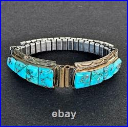 Vintage Native Anerican Navajo Sterling Silver & Turquoisse Womens Watch Band