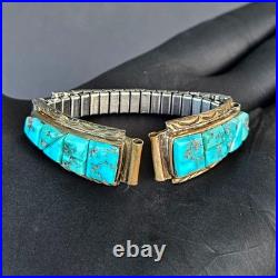 Vintage Native Anerican Navajo Sterling Silver & Turquoisse Womens Watch Band