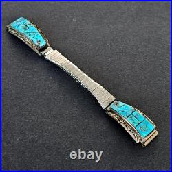Vintage Native Anerican Navajo Sterling Silver & Turquoisse Womens Watch Band