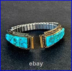 Vintage Native Anerican Navajo Sterling Silver & Turquoisse Womens Watch Band