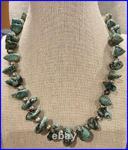 Vintage Native Sterling Silver and Turquoise Necklace