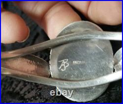 Vintage Navajo 925 Sterling Silver & Rhodocrosite Cuff Bracelet