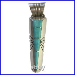 Vintage Navajo C. Benally Sterling Silver Turquoise Inlay Arrowhead Pendant Vintage Navajo C. Benally Sterling Silver Turquoise Inlay Arrowhead Pendant