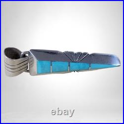 Vintage Navajo C. Benally Sterling Silver Turquoise Inlay Arrowhead Pendant Vintage Navajo C. Benally Sterling Silver Turquoise Inlay Arrowhead Pendant