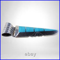 Vintage Navajo C. Benally Sterling Silver Turquoise Inlay Arrowhead Pendant Vintage Navajo C. Benally Sterling Silver Turquoise Inlay Arrowhead Pendant