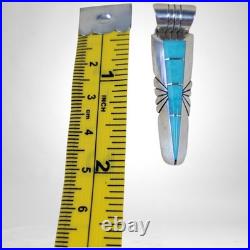 Vintage Navajo C. Benally Sterling Silver Turquoise Inlay Arrowhead Pendant Vintage Navajo C. Benally Sterling Silver Turquoise Inlay Arrowhead Pendant