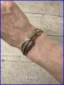 Vintage Navajo Charley Sterling Silver 925 Feather Cuff Bracelet