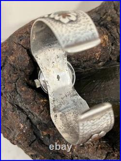 Vintage Navajo Charlie Singer Ladies Sterling Silver Chip Inlay Watchband 6-1/2