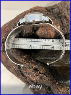 Vintage Navajo Charlie Singer Ladies Sterling Silver Chip Inlay Watchband 6-1/2