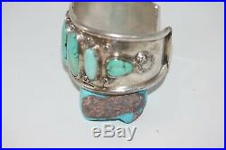 Vintage Navajo Cuff Bracelet, Hachita New Mexico Turquoise, Sterling