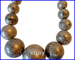 Vintage Navajo Handmade Graduated Beads Sterling Silver Necklace 20