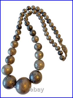 Vintage Navajo Handmade Graduated Beads Sterling Silver Necklace 20