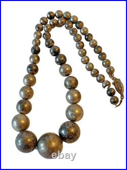 Vintage Navajo Handmade Graduated Beads Sterling Silver Necklace 20
