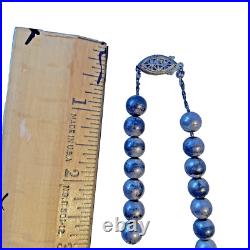 Vintage Navajo Handmade Graduated Beads Sterling Silver Necklace 20