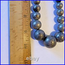 Vintage Navajo Handmade Graduated Beads Sterling Silver Necklace 20