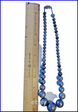 Vintage Navajo Handmade Graduated Beads Sterling Silver Necklace 20