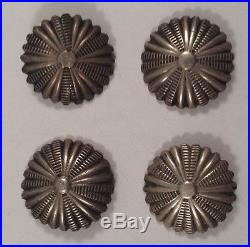 Vintage Navajo Indian Sterling Silver Concho Stampworks Buttons Set of 4