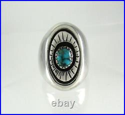 Vintage Navajo Men's. 925 Sterling Silver Turquoise Ring Heavy size 12