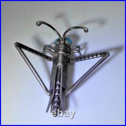 Vintage Navajo Native American Grasshopper Sterling Silver Turquoise Handmade