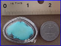 Vintage Navajo Native American Sterling Silver Morenci Turquoise Pin / Pendant