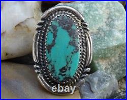 Vintage Navajo Natural Turquoise Ring Size 7 Signed B Sterling Silver Handmade