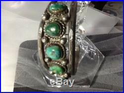 Vintage Navajo Old Pawn Heavy Sterling Silver Royston Turquoise Cuff 55 grams