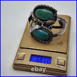Vintage Navajo Old Pawn Sterling Silver Natural Turquoise Cuff Bracelet Ivan V