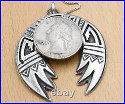 Vintage Navajo Old Pawn Traditional Hand Tooled Designed Sterling Silver Pendant