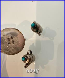 Vintage Navajo RRW Sterling Silver & Turquoise Miniature Tea Set Artisan Metal Vintage Navajo RRW Sterling Silver & Turquoise Miniature Tea Set Artisan Metal