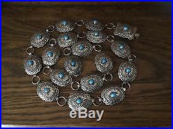 Vintage Navajo Robert Becenti Sterling Silver and turquoise Concho Belt