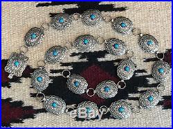 Vintage Navajo Robert Becenti Sterling Silver and turquoise Concho Belt