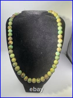 Vintage Navajo Round Bead Turquoise Sterling Silver Necklace 20
