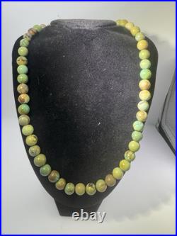 Vintage Navajo Round Bead Turquoise Sterling Silver Necklace 20