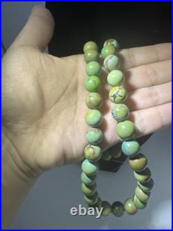 Vintage Navajo Round Bead Turquoise Sterling Silver Necklace 20